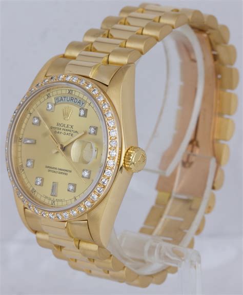 rolex datejust president sild 18k gold diamond bezel|Rolex presidential 36mm diamond bezel.